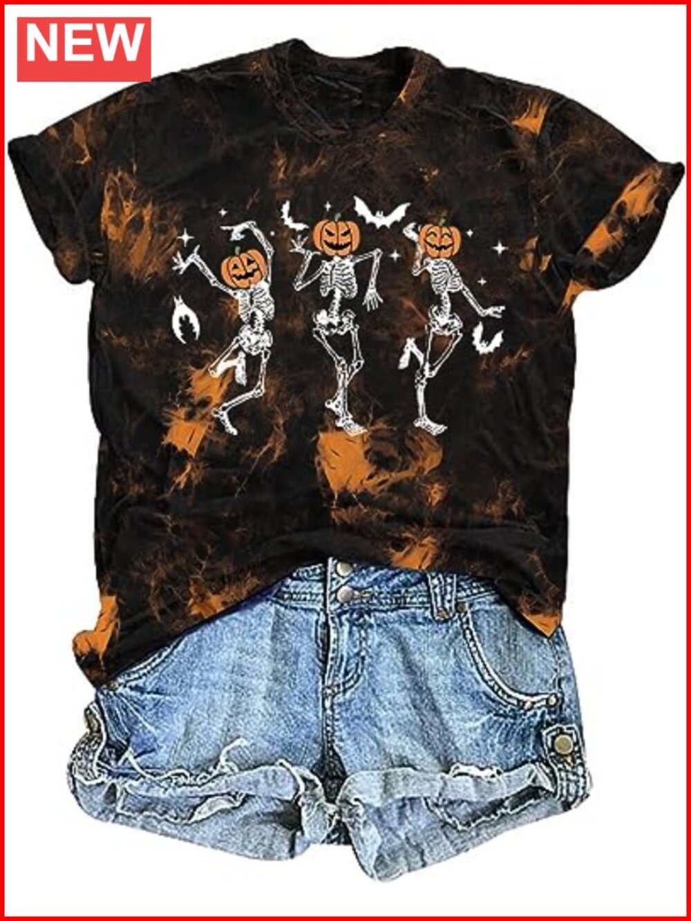 Dancing Skeleton Graphic Tee Short Sleeve Halloween T-Shirt